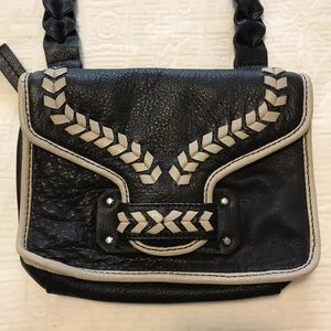 Oryani Black Leather Crossbody Shoulder Bag